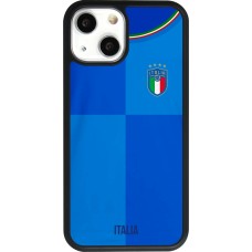 Coque iPhone 13 mini - Silicone rigide noir Maillot de football Italie 2022 personnalisable