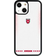 Coque iPhone 13 mini - Silicone rigide noir Maillot de football Jordanie 2026 personnalisable