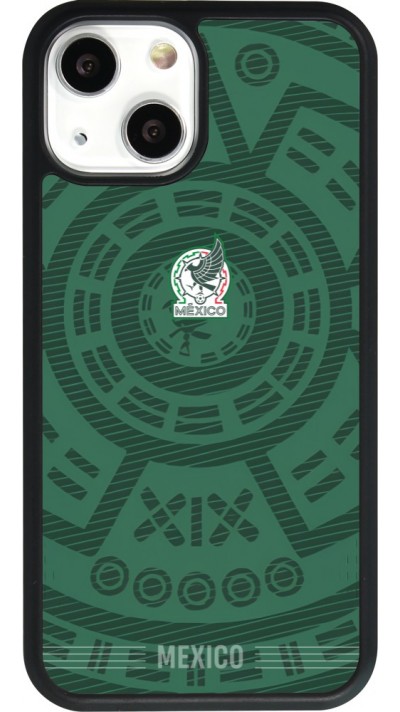 Coque iPhone 13 mini - Silicone rigide noir Maillot de football Mexique 2026 personnalisable