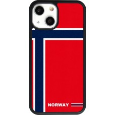 Coque iPhone 13 mini - Silicone rigide noir Maillot de football Norvège 2026 personnalisable