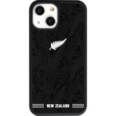Coque iPhone 13 mini - Silicone rigide noir Maillot de football Nouvelle-Zélande 2026 personnalisable
