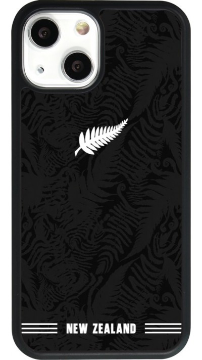 Coque iPhone 13 mini - Silicone rigide noir Maillot de football Nouvelle-Zélande 2026 personnalisable