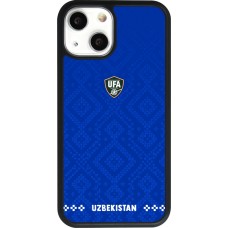 Coque iPhone 13 mini - Silicone rigide noir Maillot de football Ouzbékistan 2026 personnalisable
