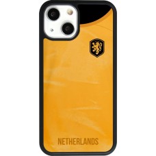 Coque iPhone 13 mini - Silicone rigide noir Maillot de football Pays-Bas 2022 personnalisable