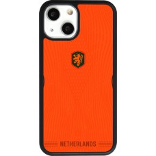 Coque iPhone 13 mini - Silicone rigide noir Maillot de football Pays-Bas 2026 personnalisable