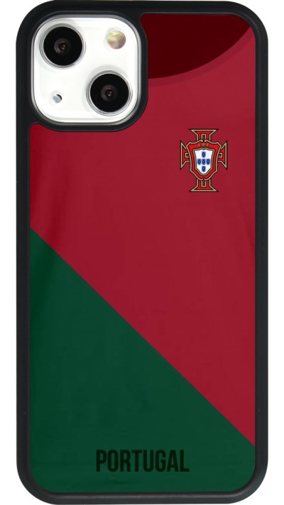 Coque iPhone 13 mini - Silicone rigide noir Maillot de football Portugal 2022