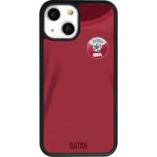 Coque iPhone 13 mini - Silicone rigide noir Maillot de football Qatar 2022 personnalisable