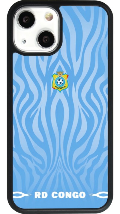 Coque iPhone 13 mini - Silicone rigide noir Maillot de football RD Congo 2026 personnalisable