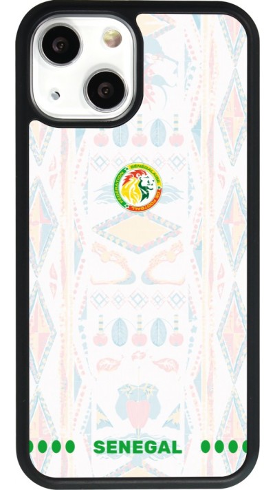 Coque iPhone 13 mini - Silicone rigide noir Maillot de football Sénégal 2026 personnalisable