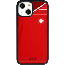Coque iPhone 13 mini - Silicone rigide noir Football shirt Switzerland 2022