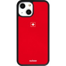Coque iPhone 13 mini - Silicone rigide noir Maillot de football Suisse 2026 personnalisable