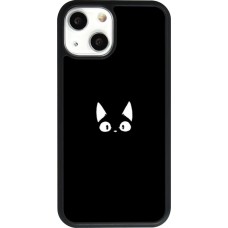 Coque iPhone 13 mini - Silicone rigide noir Funny cat on black