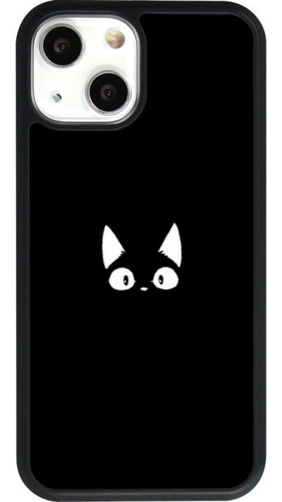 Coque iPhone 13 mini - Silicone rigide noir Funny cat on black