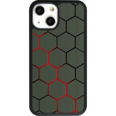 Coque iPhone 13 mini - Silicone rigide noir Geometric Line red