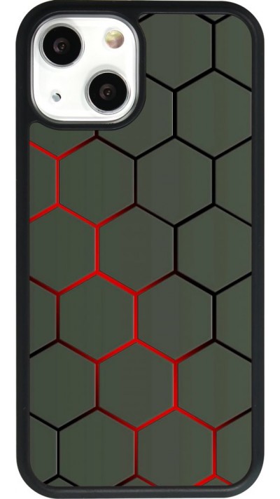 Coque iPhone 13 mini - Silicone rigide noir Geometric Line red