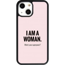 Coque iPhone 13 mini - Silicone rigide noir I am a woman