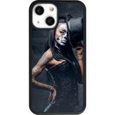 Coque iPhone 13 mini - Silicone rigide noir Halloween 22 Tattooed Girl
