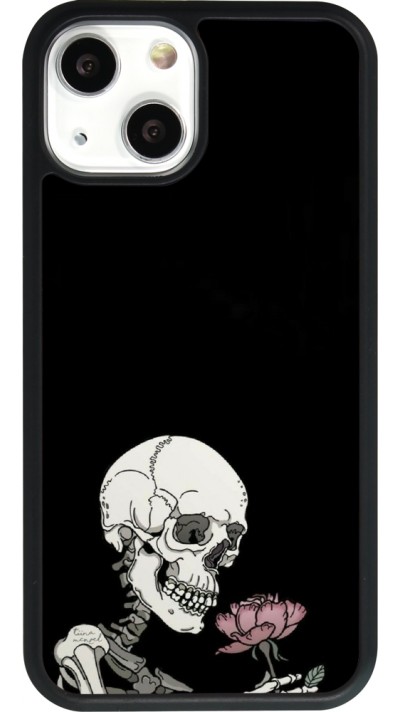 Coque iPhone 13 mini - Silicone rigide noir Halloween 2023 rose and skeleton