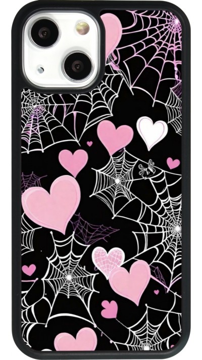 Coque iPhone 13 mini - Silicone rigide noir Halloween 2024 girly