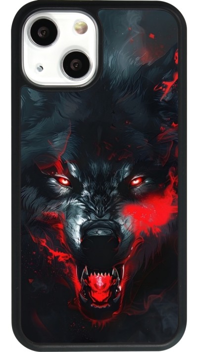 Coque iPhone 13 mini - Silicone rigide noir Halloween 2024 mad werewolf