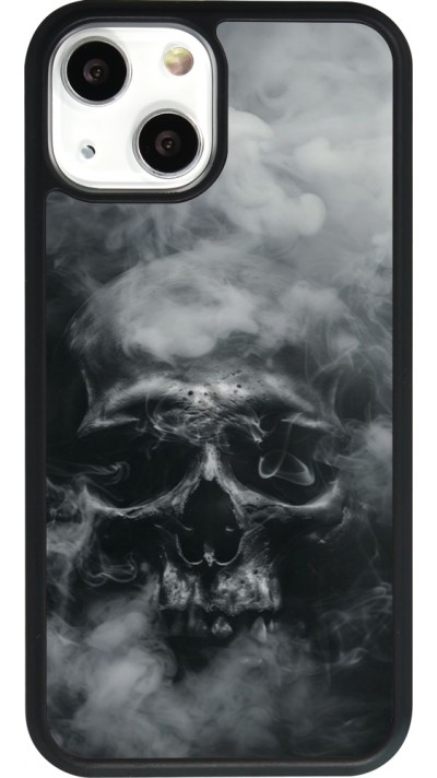 Coque iPhone 13 mini - Silicone rigide noir Halloween 2024 smoky skull