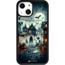iPhone 13 mini Case Hülle - Silikon schwarz Halloween Spukstadt