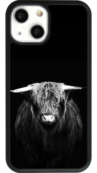 Coque iPhone 13 mini - Silicone rigide noir Highland calf black