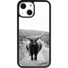 Coque iPhone 13 mini - Silicone rigide noir Highland cattle
