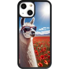 iPhone 13 mini Case Hülle - Silikon schwarz Lama Chic in Mohnblume