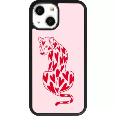 iPhone 13 mini Case Hülle - Silikon schwarz Leopard with hearts 2026