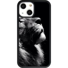 Coque iPhone 13 mini - Silicone rigide noir Lion looking up
