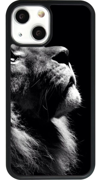 Coque iPhone 13 mini - Silicone rigide noir Lion looking up