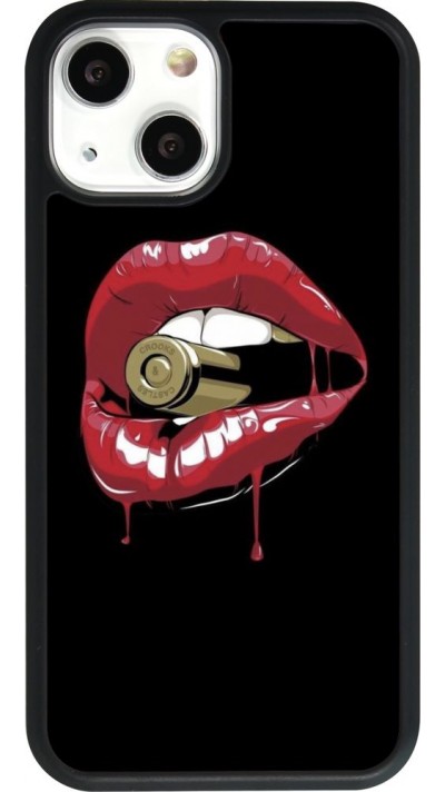 Coque iPhone 13 mini - Silicone rigide noir Lips bullet