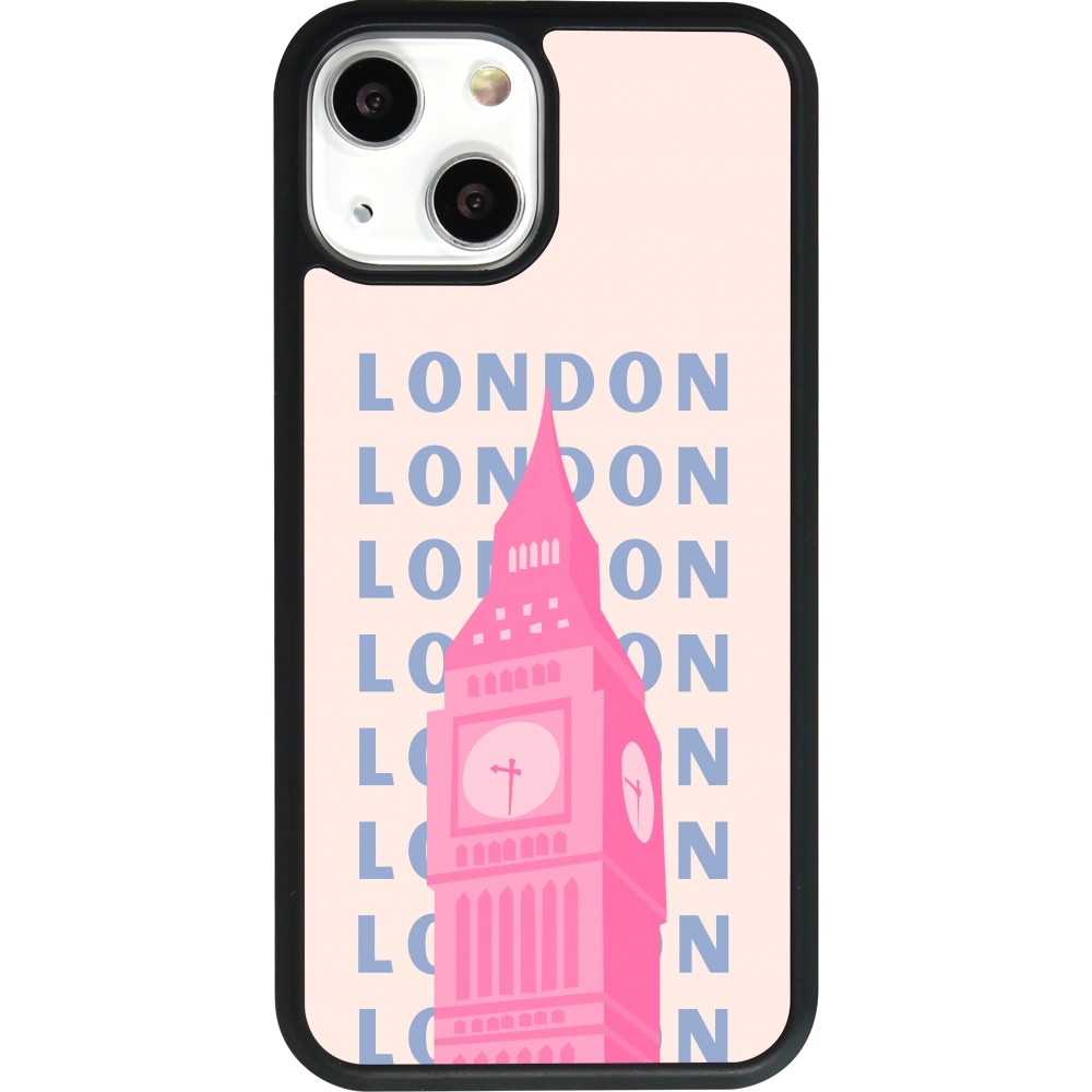 iPhone 13 mini Case Hülle - Silikon schwarz London Pink Print