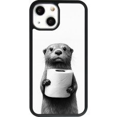 iPhone 13 mini Case Hülle - Silikon schwarz Otter Toilettenpapier