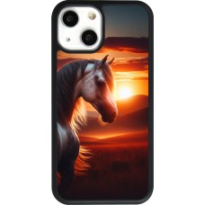 iPhone 13 mini Case Hülle - Silikon schwarz Majestätischer Sonnenuntergang Pferd