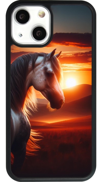 iPhone 13 mini Case Hülle - Silikon schwarz Majestätischer Sonnenuntergang Pferd