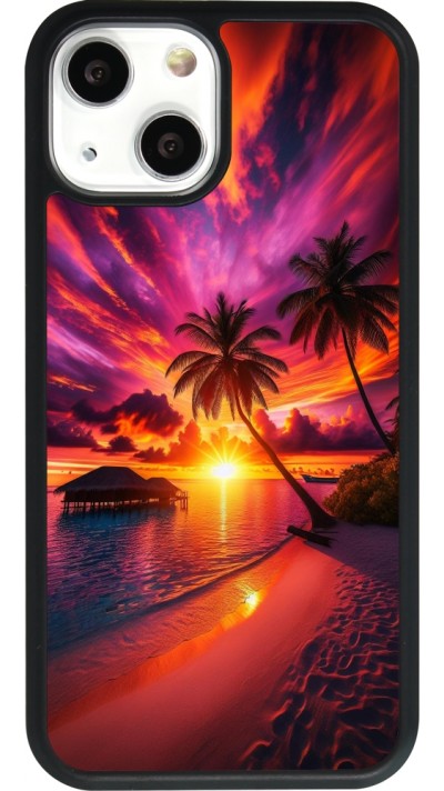 iPhone 13 mini Case Hülle - Silikon schwarz Malediven Abenddämmerung Glückseligkeit