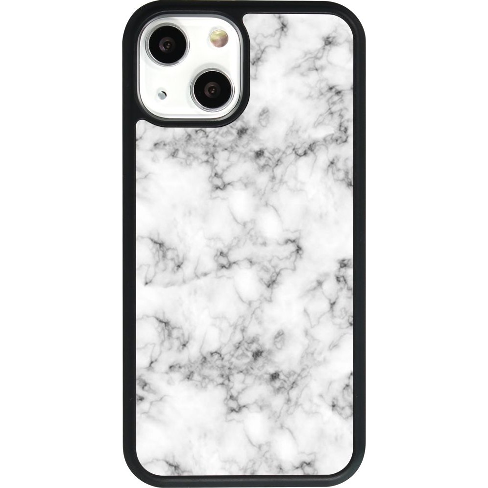 Coque iPhone 13 mini - Silicone rigide noir Marble 01