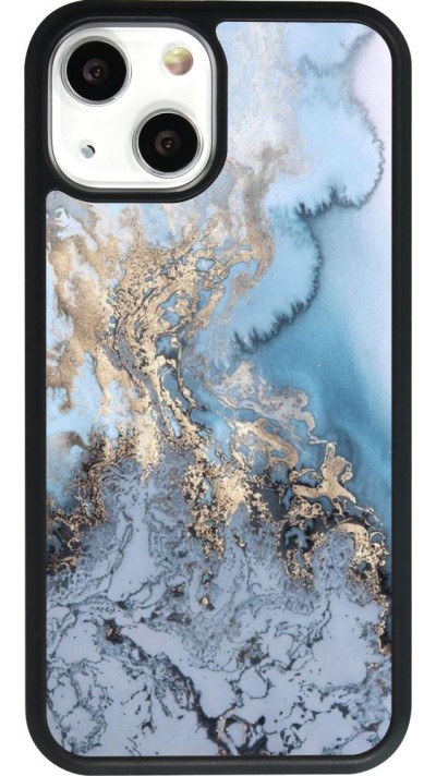 Coque iPhone 13 mini - Silicone rigide noir Marble 04