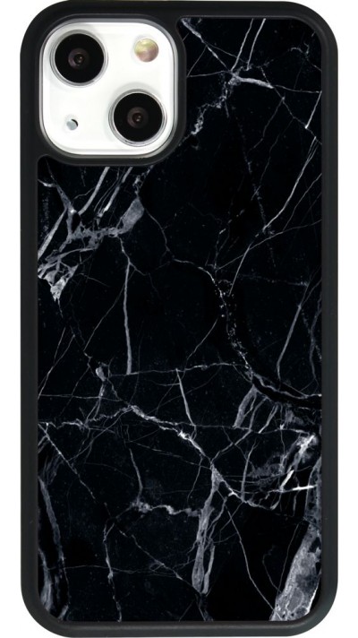 Coque iPhone 13 mini - Silicone rigide noir Marble Black 01