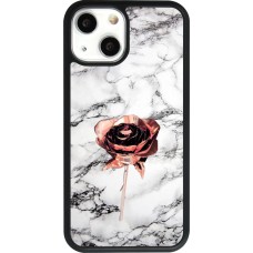 Coque iPhone 13 mini - Silicone rigide noir Marble Rose Gold