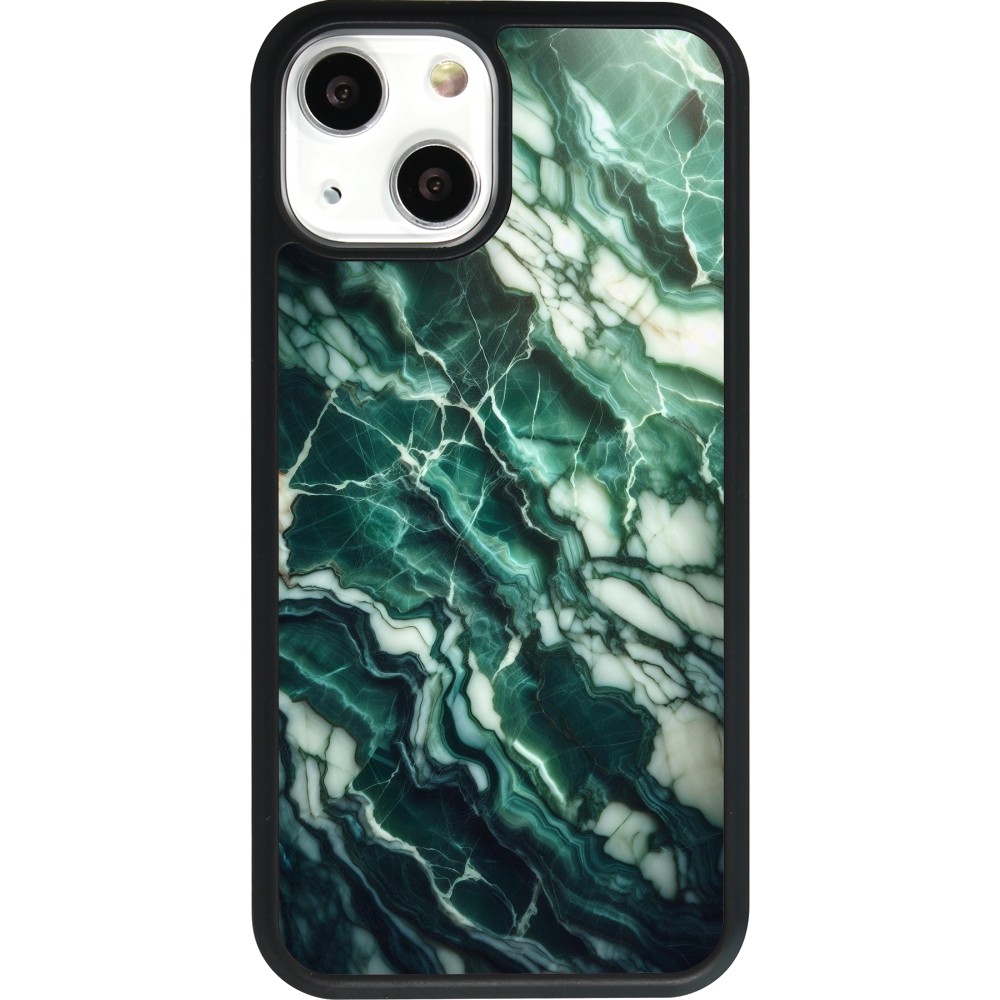 iPhone 13 mini Case Hülle - Silikon schwarz Majestätischer grüner Marmor