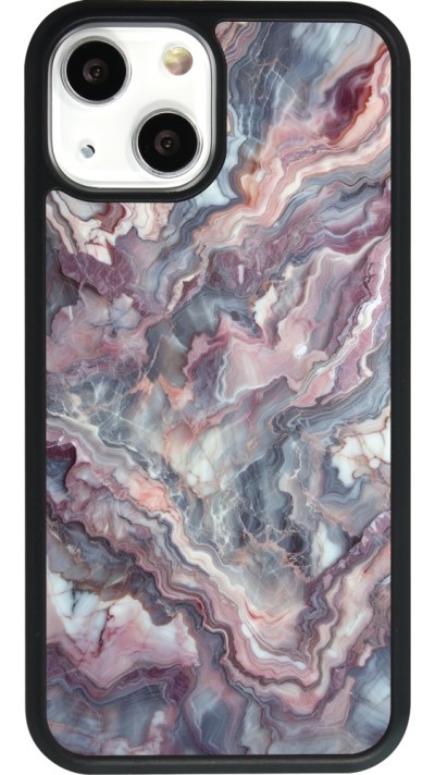 iPhone 13 mini Case Hülle - Silikon schwarz Violetter silberner Marmor