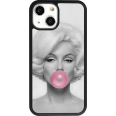 Coque iPhone 13 mini - Silicone rigide noir Marilyn Bubble