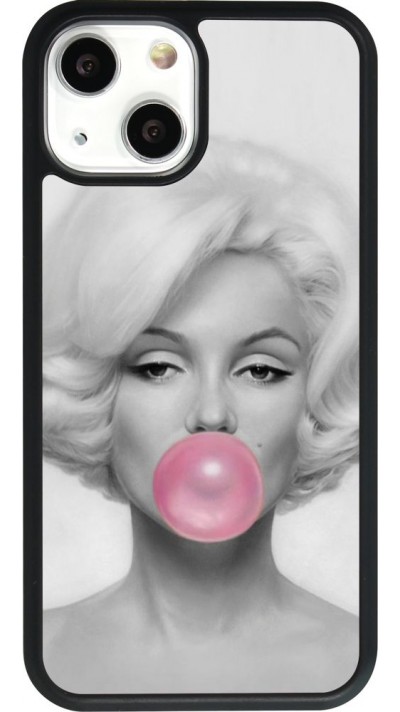 Coque iPhone 13 mini - Silicone rigide noir Marilyn Bubble