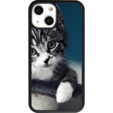 Coque iPhone 13 mini - Silicone rigide noir Meow 23
