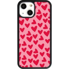 Coque iPhone 13 mini - Silicone rigide noir Mom 2024 petits coeurs