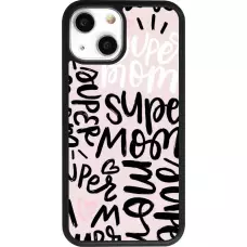 Coque iPhone 13 mini - Silicone rigide noir Mom 2024 Super mom