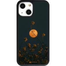 Coque iPhone 13 mini - Silicone rigide noir Moon Flowers
